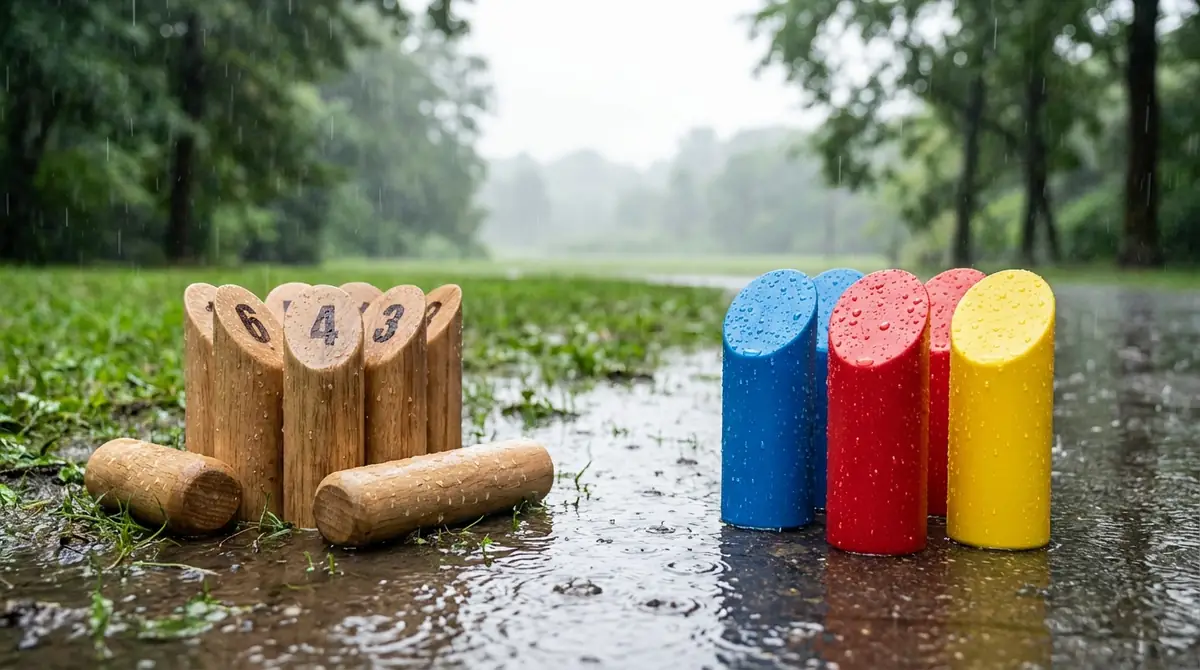 【雨対策の観点】木製とプラスチック製モルックの比較